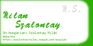 milan szalontay business card